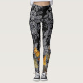 ANTIEK KANTPATROON VLINDERS ZWARTE LEGGINGS (Voorkant)