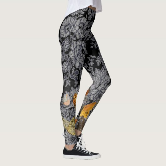 ANTIEK KANTPATROON VLINDERS ZWARTE LEGGINGS (Rechts)