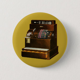 Antiek kassa,  detailhandel ronde button 5,7 cm