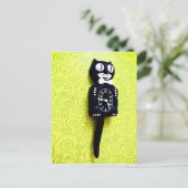 Antiek Kat Clock Briefkaart (Staand voorkant)