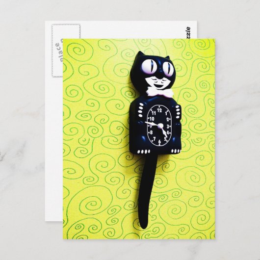 Antiek Kat Clock Briefkaart (Voorkant / Achterkant)