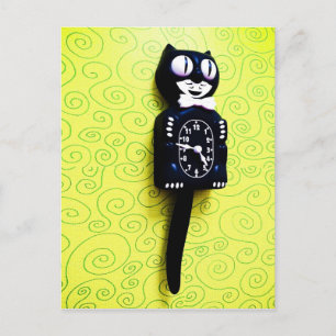 Antiek Kat Clock Briefkaart