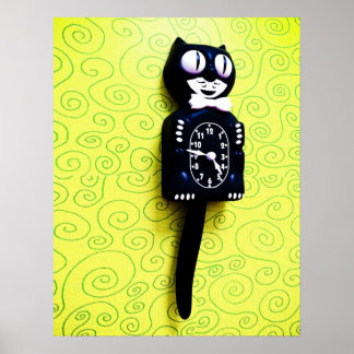 Antiek Kat Clock Poster