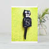 Antiek Kat Klok Uitnodiging (Staand voorkant)