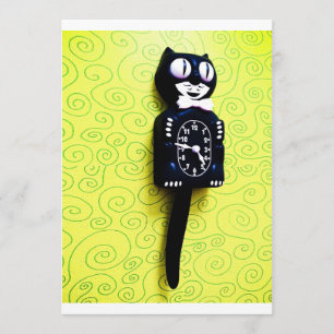 Antiek Kat Klok Uitnodiging