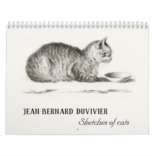 Antiek kat schetsen door Jean Bernard Duvivier Kalender