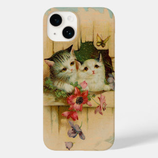 Antiek kat schilderij schattige kitten vlinder Case-Mate iPhone 14 hoesje