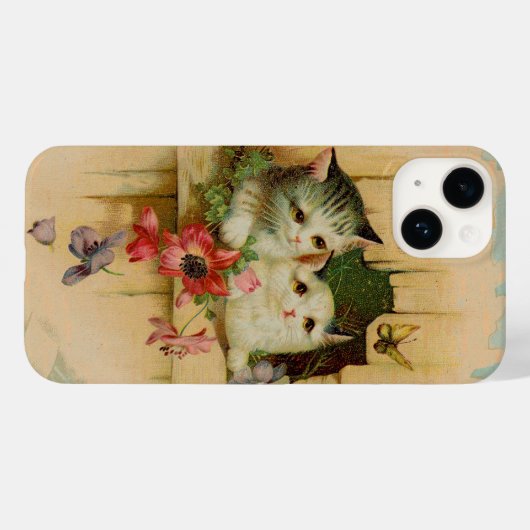 Antiek kat schilderij schattige kitten vlinder Case-Mate iPhone case (Achterkant (horizontaal))