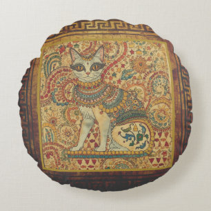 Antiek, Katten Motief Kunst, Oude Griekse Stijl  Rond Kussen