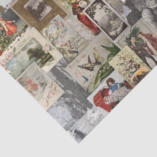 Antiek Kerst Ephemera Collage Decoupage Tissuepapier (Detail)