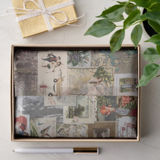 Antiek Kerst Ephemera Collage Decoupage Tissuepapier (Geschenk)