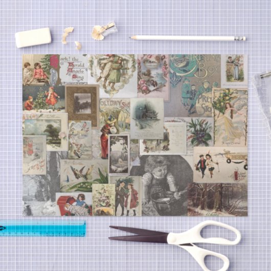 Antiek Kerst Ephemera Collage Decoupage Tissuepapier (Craft)