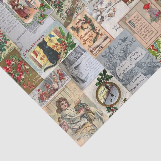 Antiek Kerst Ephemera Collage Decoupage Tissuepapier (Detail)