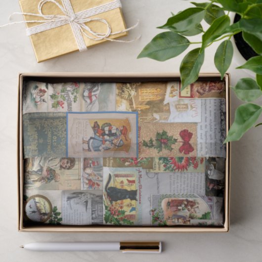 Antiek Kerst Ephemera Collage Decoupage Tissuepapier (Geschenk)
