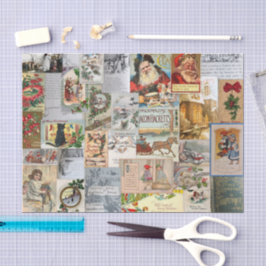 Antiek Kerst Ephemera Collage Decoupage Tissuepapier