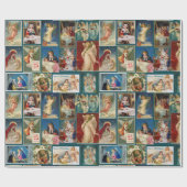 Antiek kerst Kaarten Baby Jesus Angels Geboorte Cadeaupapier (Vlak)