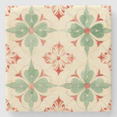 Antiek Kerst Tegel Stenen Onderzetter (Voorkant)