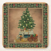  Antiek kerstbomen met groeten Kartonnen Onderzetters (Voorkant)