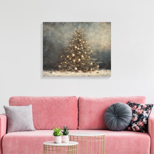 Antiek kerstboom Wall Art - Moody print. Canvas Afdruk (Insitu (Woonkamer))