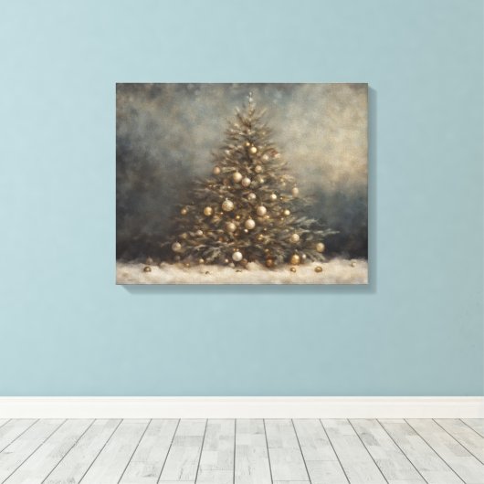 Antiek kerstboom Wall Art - Moody print. Canvas Afdruk (Insitu (Houten vloer))