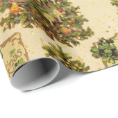 Antiek kerstboomrood kerstgoud cadeaupapier (Rol Hoek)