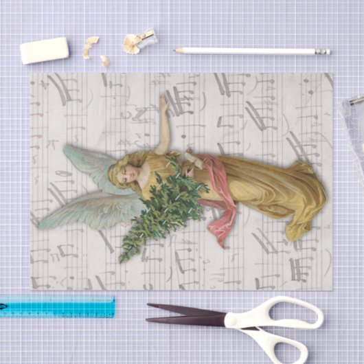 Antiek Kerstengel Victoriaans Christelijk Groot Tissuepapier (Craft)