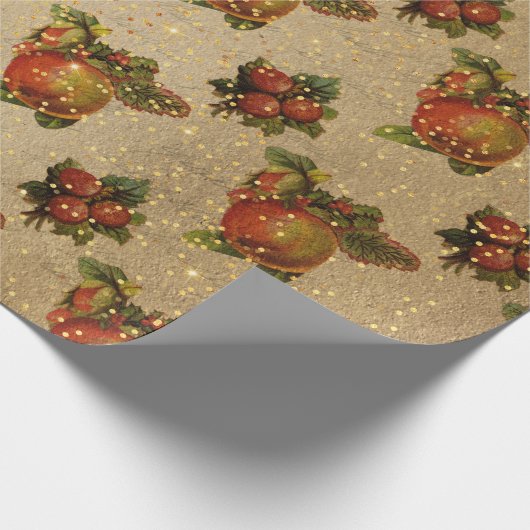 Antiek kerstfeest met rode kerst cadeaupapier (Hoek)