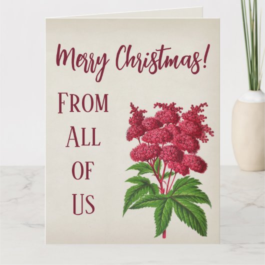 Antiek kerstfeest rode spiraea Palmata Kaart (Voorkant)