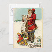 Antiek kerstfeestbegroetingen feestdagenkaart (Voorkant / Achterkant)