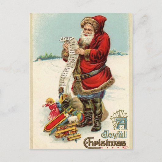 Antiek kerstfeestbegroetingen feestdagenkaart (Voorkant)