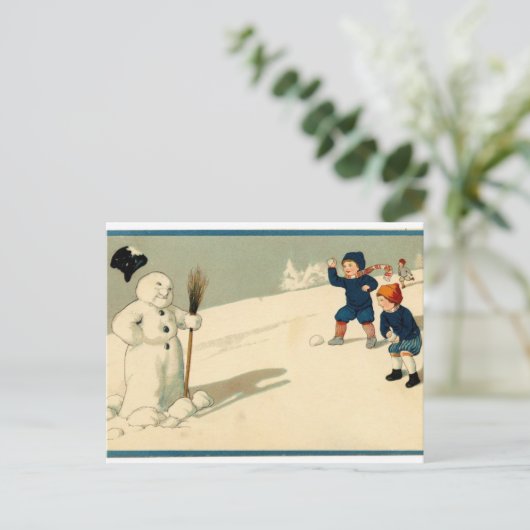 Antiek kerstfeestbegroetingen feestdagenkaart (Staand voorkant)