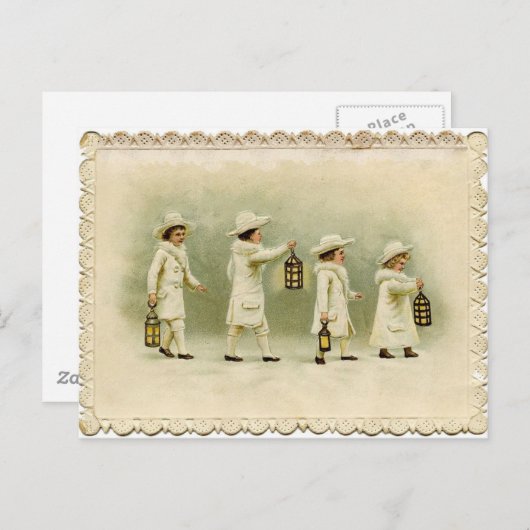 Antiek kerstfeestbegroetingen feestdagenkaart (Voorkant / Achterkant)