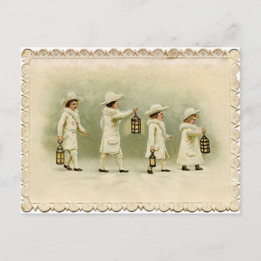 Antiek kerstfeestbegroetingen feestdagenkaart (Voorkant)