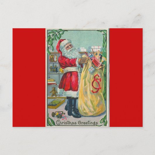 Antiek kerstfeestbegroetingen feestdagenkaart (Voorkant)