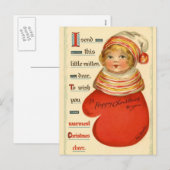 Antiek kerstfeestbegroetingen feestdagenkaart (Voorkant / Achterkant)