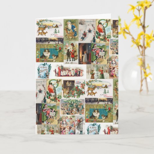 Antiek kerstfeestdagen kaart (Gele Bloem)