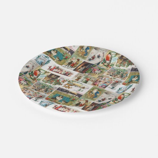 Antiek kerstfeestdagen papieren bordje (Gekanteld)