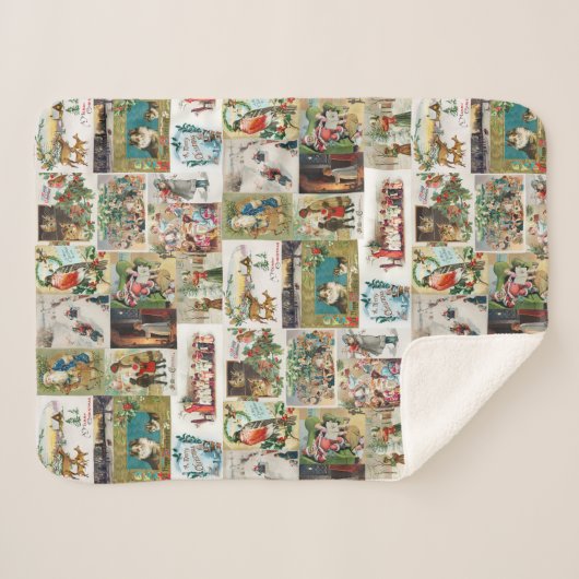 Antiek kerstfeestdagen sherpa deken (Voorkant (horizontaal))