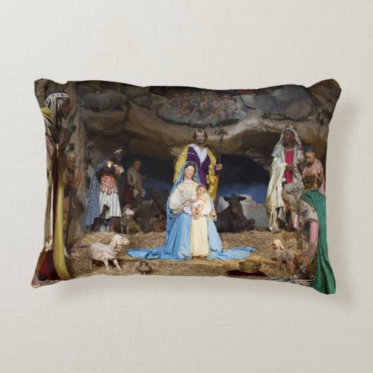 Antiek kerstfeestscène accent kussen (Achterkant)