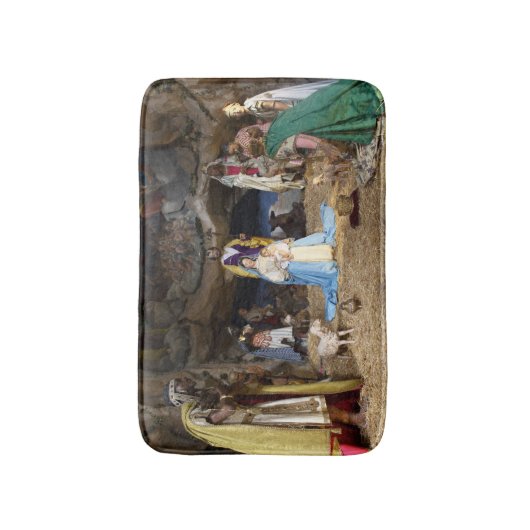 Antiek kerstfeestscène badmat (Voorkant Verticaal)