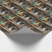 Antiek kerstfeestscène cadeaupapier (Hoek)