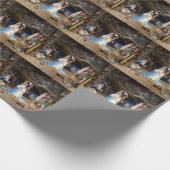 Antiek kerstfeestscène cadeaupapier (Hoek)