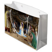 Antiek kerstfeestscène groot cadeauzakje (Achterkant Gekanteld)