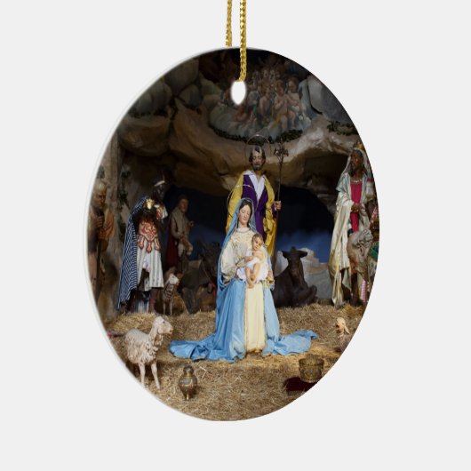 Antiek kerstfeestscène keramisch ornament (Rechts)