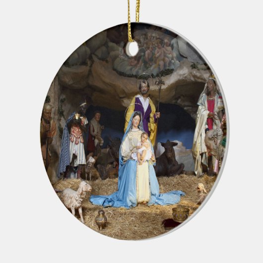 Antiek kerstfeestscène keramisch ornament (Links)