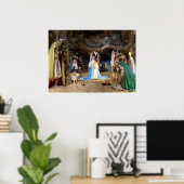 Antiek kerstfeestscène poster (Thuiskantoor)