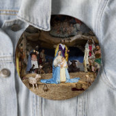 Antiek kerstfeestscène ronde button 6,0 cm (In situ)