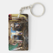 Antiek kerstfeestscène sleutelhanger (achterkant)