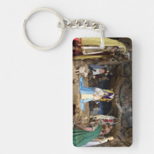 Antiek kerstfeestscène sleutelhanger