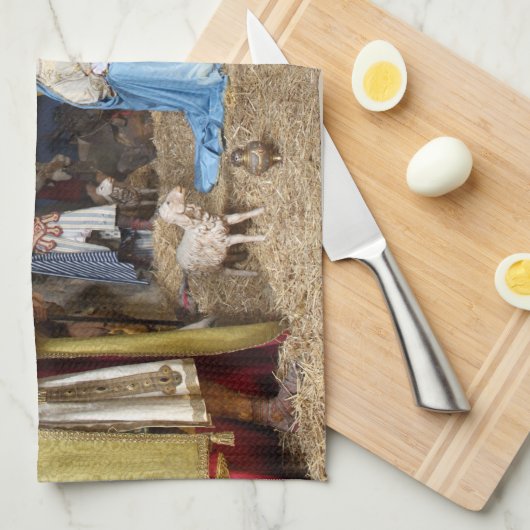 Antiek kerstfeestscène theedoek (Quarter Fold)